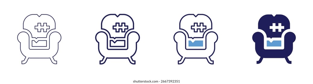 Sofa blanket icon in 4 different styles. Thin Line, Line, Bold Line, Duotone. Duotone style. Editable stroke.