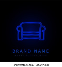 Sofa blue chromium metallic logo