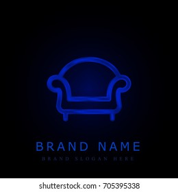 Sofa blue chromium metallic logo