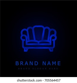 Sofa blue chromium metallic logo