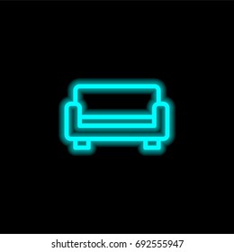 Sofa blue glowing neon ui ux icon. Glowing sign logo vector
