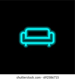 Sofa blue glowing neon ui ux icon. Glowing sign logo vector