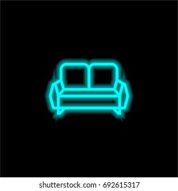 Sofa blue glowing neon ui ux icon. Glowing sign logo vector