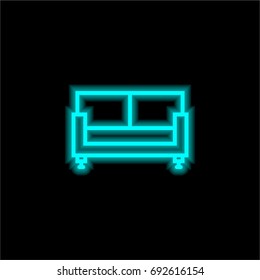 Sofa blue glowing neon ui ux icon. Glowing sign logo vector