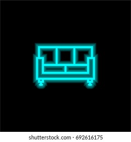 Sofa blue glowing neon ui ux icon. Glowing sign logo vector