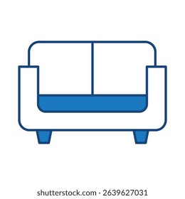 Sofa Blue Line Editable Stroke Icon. Real Estate, Building, House, Home, Property Vector Illustration