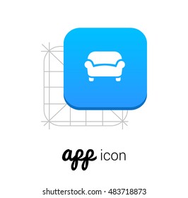 Sofa Blue Mobile App UI/UX Button Corporate Logo / Icon Design
