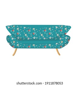 A sofa with a bright stars. Vector illustration in a flat style. Vector illustration in a flat style.