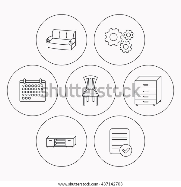 Sofa Chair Chest Drawers Icons Tv Stock Vector Royalty Free