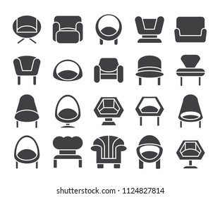 sofa and chair icons set