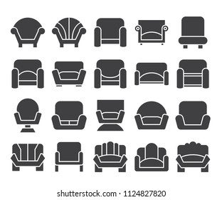 sofa and chair icons set