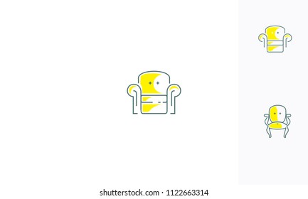sofa chair interior logo icon vector