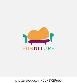 Sofa chair logo with abstract shape.