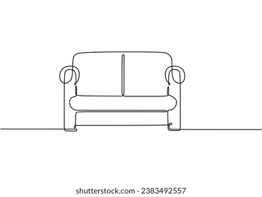 Sofa chair one continuous line drawing. Vector illustration isolated. Minimalist design handdrawn.