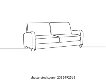 Sofa chair one continuous line drawing. Vector illustration isolated. Minimalist design handdrawn.