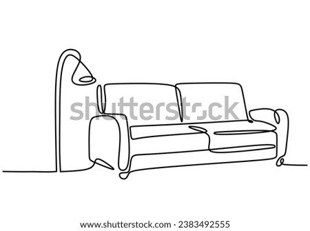 Sofa chair one continuous line drawing. Vector illustration isolated. Minimalist design handdrawn.