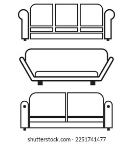 sofa chair set icon line vector illustration