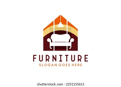 Sofa chair silhouette design in house icon for furniture logo