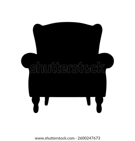 Sofa chair silhouette icon vector flat design on white background.