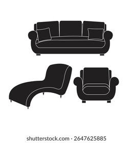 Silla de sofá Silhoutte diseño de Arte vectorial