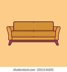 Sofa Chair Vector, Long Cozy Sofa Clip Art