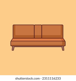 Sofa Chair Vector, Long Cozy Sofa Clip Art