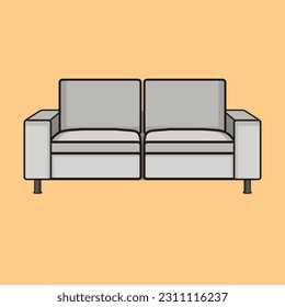 Sofa Chair Vector, Long Cozy Sofa Clip Art