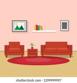 Sofa chairs in room illustration