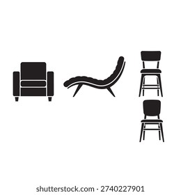 Sofa and chaise lounge silhouette vector