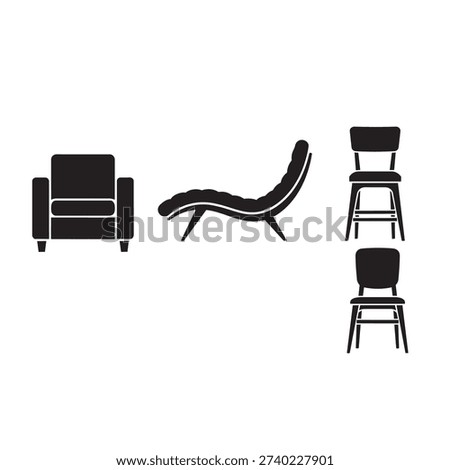 Sofa and chaise lounge silhouette vector
