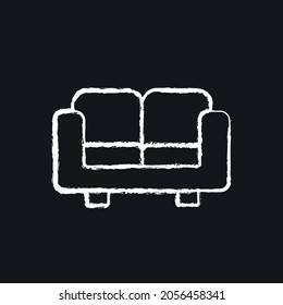 Sofa chalk icon. Vector isolated black illustration