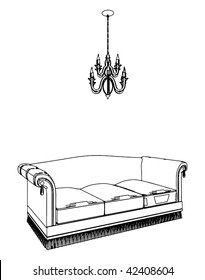 Sofa And Chandelier Vector 03