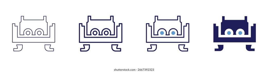 Icono del cargador del sofá en 4 estilos diferentes. Línea delgada, línea, línea en negrita, duotono. Estilo duotono. Trazo editable.