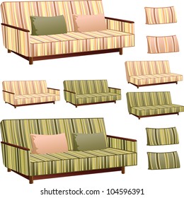 Sofa clipart in green or cream colors