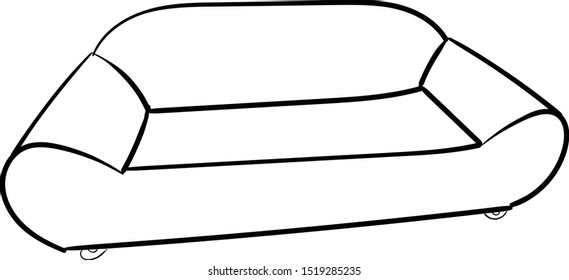Sofa coach Line Art Vector Silhouette 