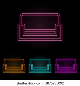 conjunto neón de color sofá. Línea delgada simple, vector de contorno de iconos web para ui y ux, sitio web o aplicación móvil