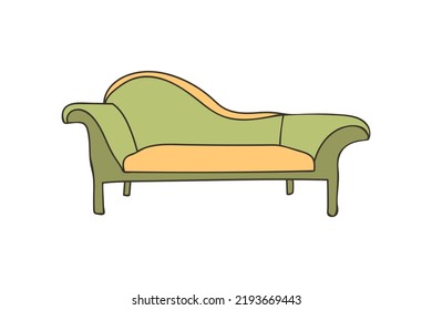 Sofa colorful doodle illustration in vector. Sofa colorful icon in vector. Colorful illustration of doodle sofa in vector