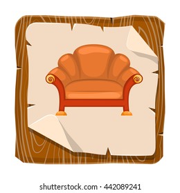 Sofa colorful icon. Vector illustration in cartoon style