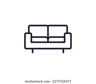 Sofa concept. Single premium editable stroke pictogram perfect for logos, mobile apps, online shops and web sites. Vector symbol isolated on white background. 