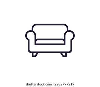 Sofa concept. Single premium editable stroke pictogram perfect for logos, mobile apps, online shops and web sites. Vector symbol isolated on white background. 