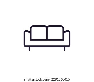 Sofa concept. Single premium editable stroke pictogram perfect for logos, mobile apps, online shops and web sites. Vector symbol isolated on white background. 