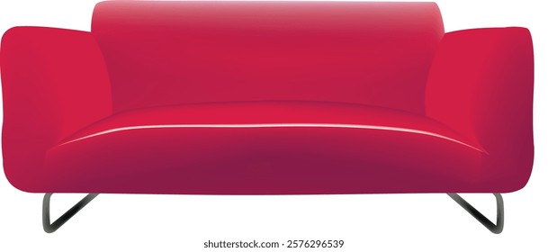 sofa construction in wool and wood in red color