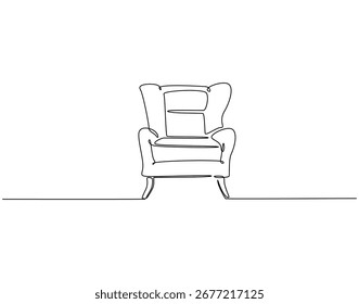 Sofa durchgehende Linie Kunst. Moderner Sessel eine Linie Zeichnung. Stylische Möbel Konzept Vektorgrafik