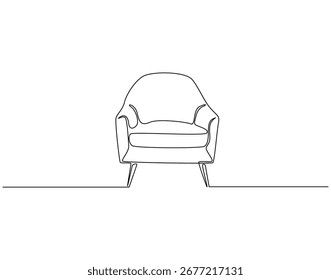 Sofa continuous line art. Modern armchair one line drawing. Stylish furniture concept vector illustration
