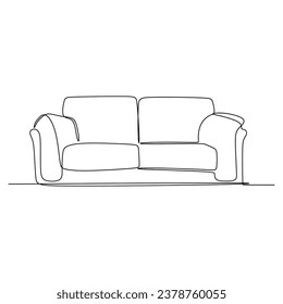 Sofa continuous line drawing. Modern style decoration. Vector illustration isolated on white background. Minimalist design handdrawn.