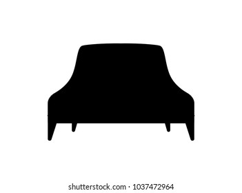 Sofa and couch black silhouette cartoon illustration vector. Comfortable lounge for interior design isolated on white background. Modern model of settee icon.
