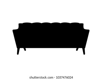 Sofa and couch black silhouette cartoon illustration vector. Comfortable lounge for interior design isolated on white background. Modern model of settee icon.