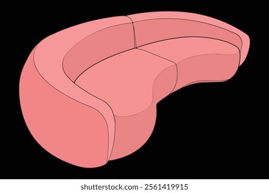 Sofa or couch color block illustration. color block furniture for living room. Vector illustration isolated.
