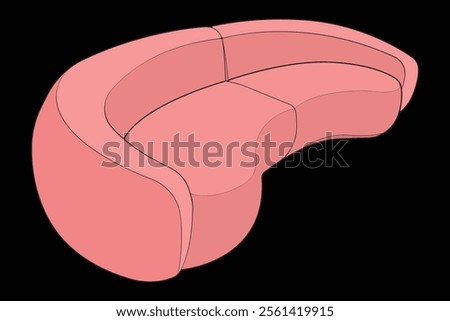 Sofa or couch color block illustration. color block furniture for living room. Vector illustration isolated.
