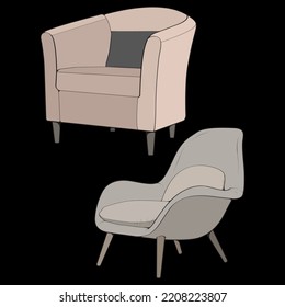 Sofa or couch color block illustrator. color block furniture for living room. Vector illustration.
